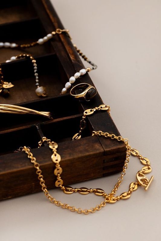31462 Mariner Chain T-bar Necklace - Pale Gold