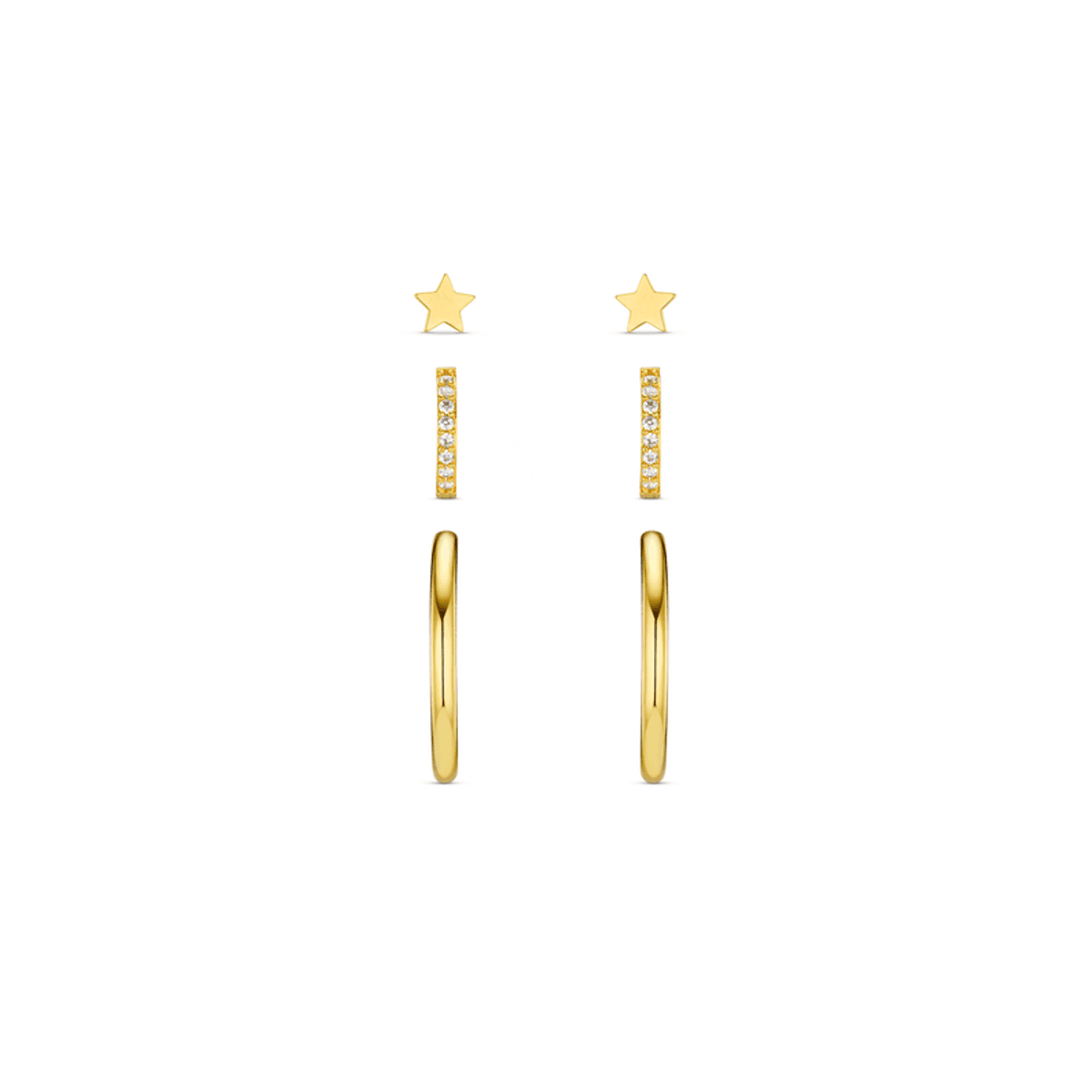 40019 Star Mixed Hoop Stacking Set - Pale Gold