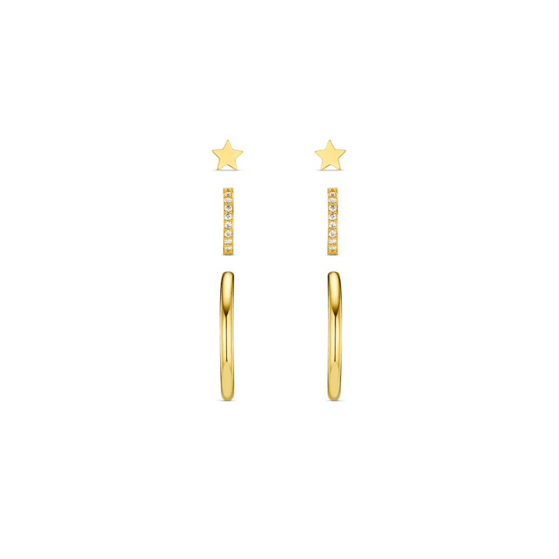 40019 Star Mixed Hoop Stacking Set - Pale Gold