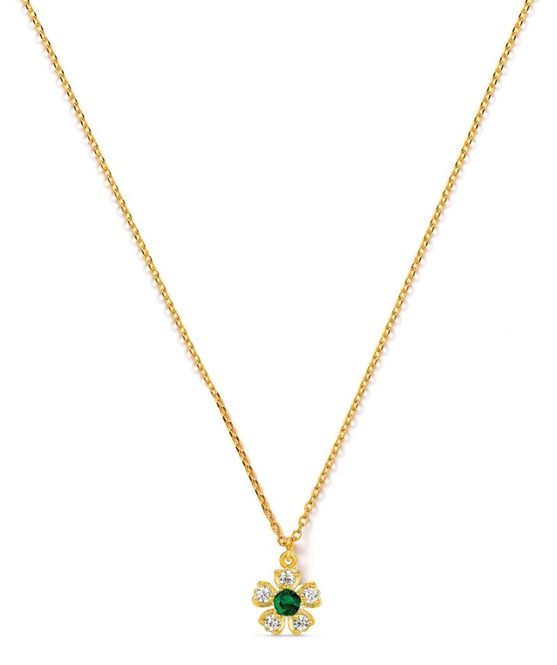 Hovedbilde 40103 Crystal & Emerald Flower Charm Necklace 
